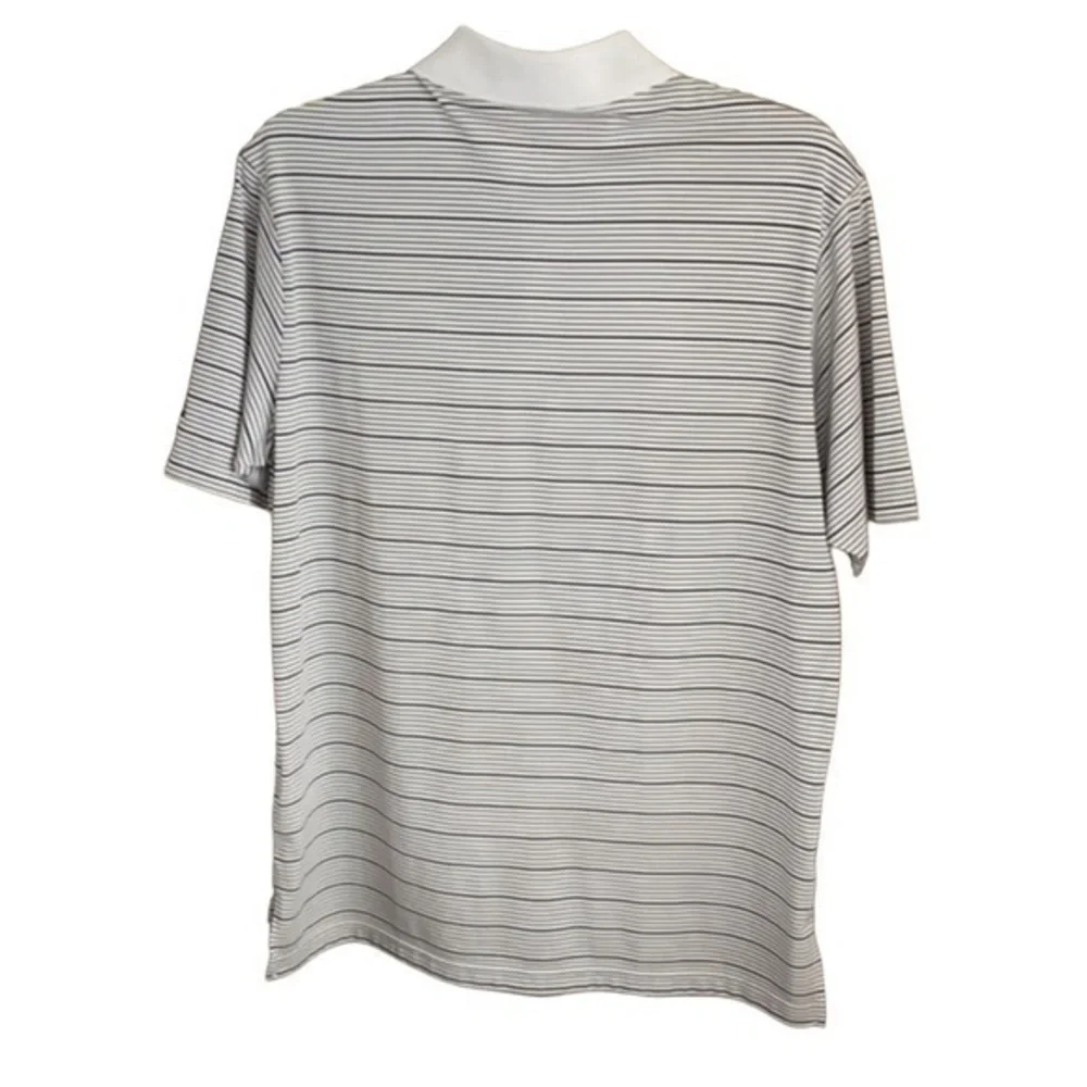 ADIDAS ClimaLite Golf Black‎ White Stripe Moisture Wicking Size M